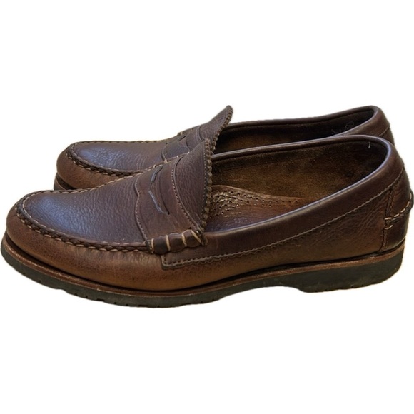 Allen Edmonds Flagstaff Brown Pebbled Leather Penny Loafer Vibram Size 1… - Picture 1 of 12
